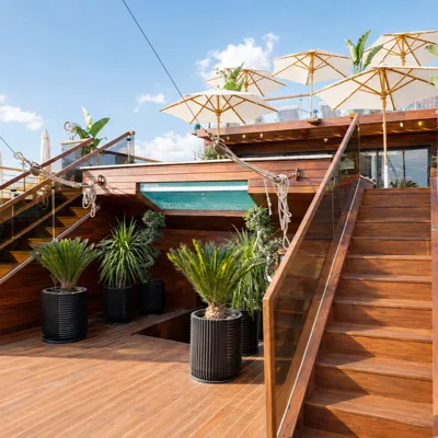 Dahabiya sundeck and hanging plunge pool