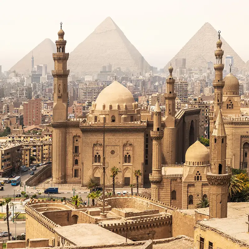 Cairo with the Pyramids of Giza